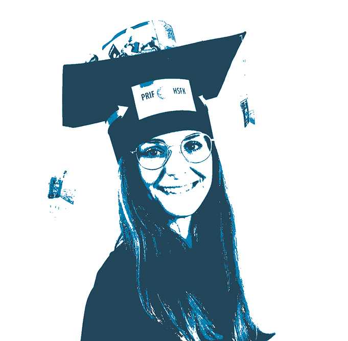 Hande Abay Gaspar with doctoral hat